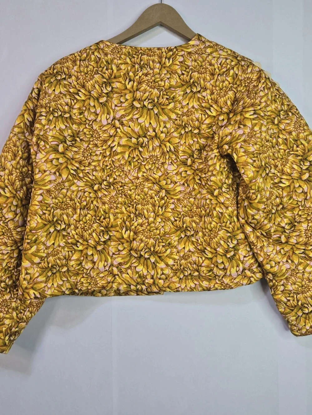 Kika Vargas Size XS Yellow/Gold Lightly Quilted Crop Jacket, Ric Rac Details